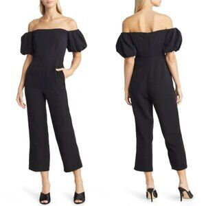 SAM EDELMAN Square Neck Puff Sleeve Jumpsuit in Black Size US 0